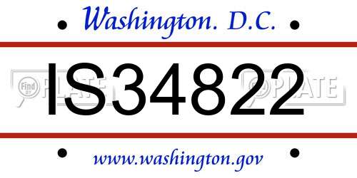 IS34822 District Of Columbia License Plate