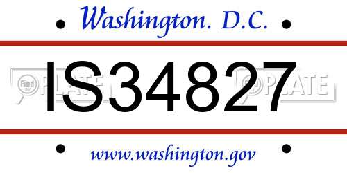 IS34827 District Of Columbia License Plate