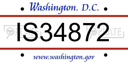 IS34872 District Of Columbia License Plate
