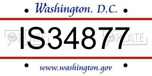 IS34877 District Of Columbia License Plate