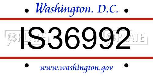 IS36992 District Of Columbia License Plate