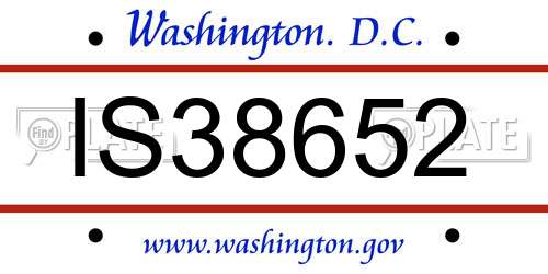 IS38652 District Of Columbia License Plate