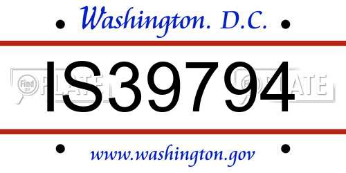 IS39794 District Of Columbia License Plate