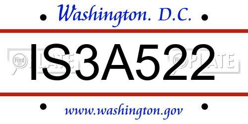 IS3A522 District Of Columbia License Plate