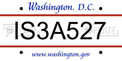 IS3A527 District Of Columbia License Plate