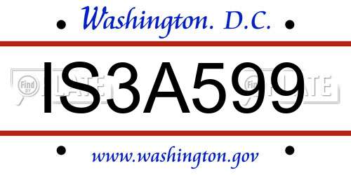 IS3A599 District Of Columbia License Plate