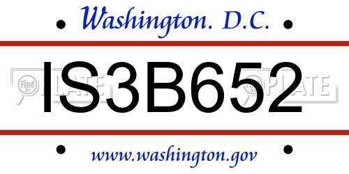 IS3B652 District Of Columbia License Plate