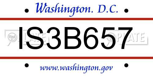 IS3B657 District Of Columbia License Plate