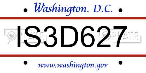 IS3D627 District Of Columbia License Plate