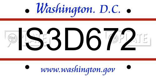IS3D672 District Of Columbia License Plate