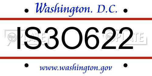 IS3O622 District Of Columbia License Plate