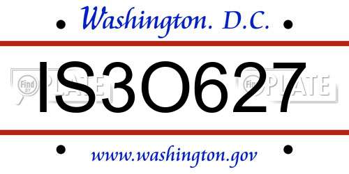 IS3O627 District Of Columbia License Plate