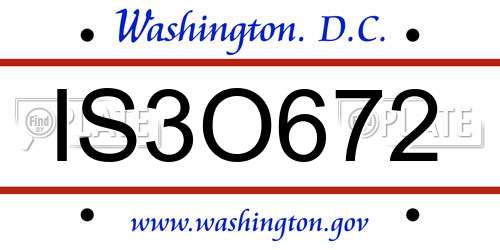 IS3O672 District Of Columbia License Plate