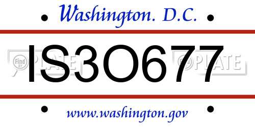 IS3O677 District Of Columbia License Plate