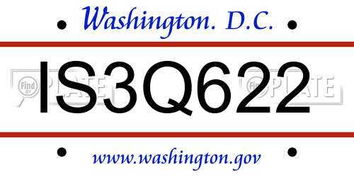 IS3Q622 District Of Columbia License Plate