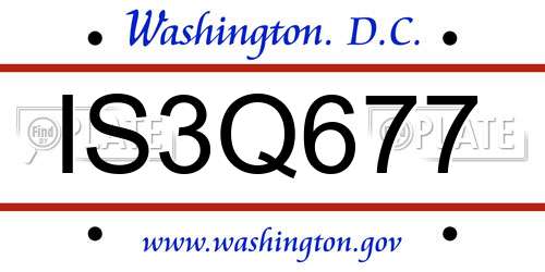 IS3Q677 District Of Columbia License Plate