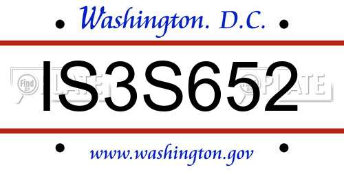IS3S652 District Of Columbia License Plate