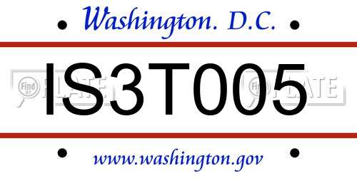 IS3T005 District Of Columbia License Plate