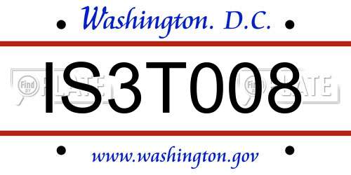 IS3T008 District Of Columbia License Plate