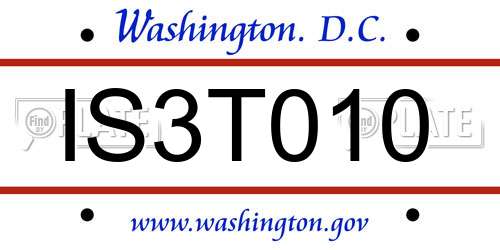 IS3T010 District Of Columbia License Plate