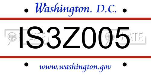 IS3Z005 District Of Columbia License Plate