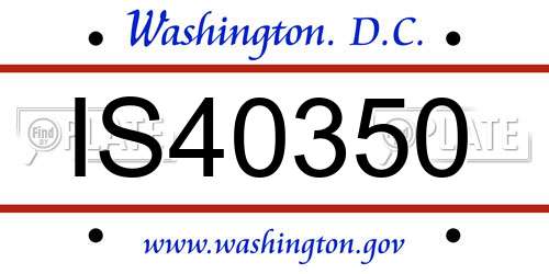 IS40350 District Of Columbia License Plate