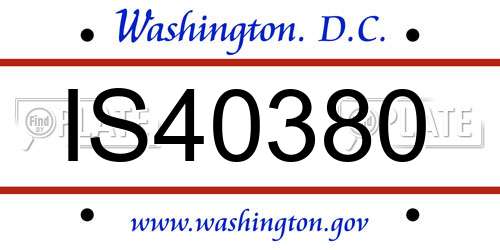 IS40380 District Of Columbia License Plate