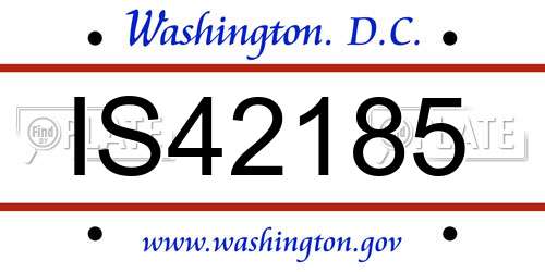 IS42185 District Of Columbia License Plate