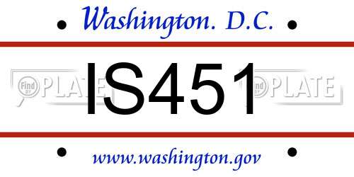 IS451 District Of Columbia License Plate