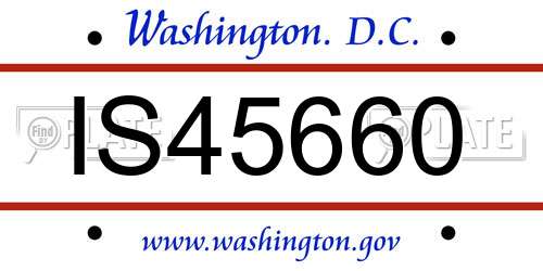 IS45660 District Of Columbia License Plate