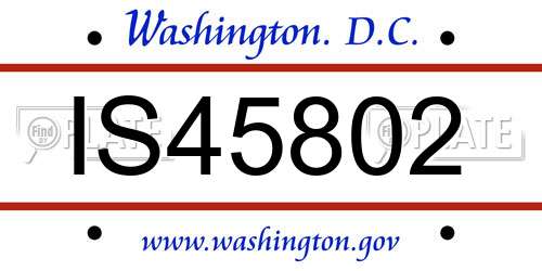 IS45802 District Of Columbia License Plate