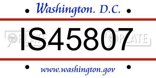 IS45807 District Of Columbia License Plate