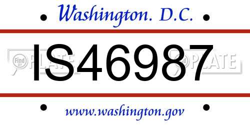 IS46987 District Of Columbia License Plate