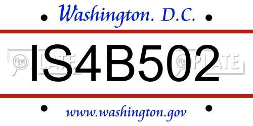 IS4B502 District Of Columbia License Plate