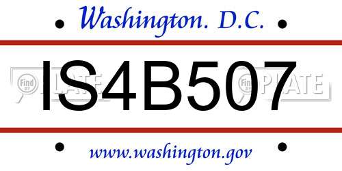 IS4B507 District Of Columbia License Plate
