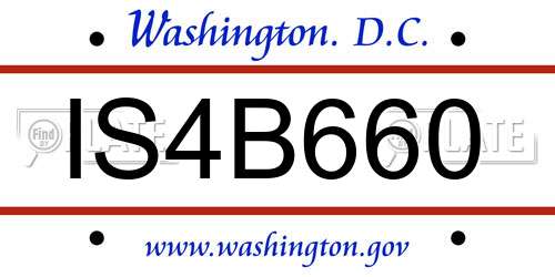 IS4B660 District Of Columbia License Plate