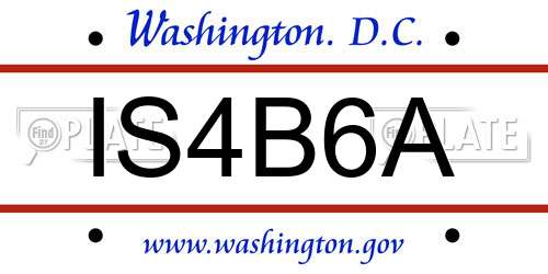 IS4B6A District Of Columbia License Plate