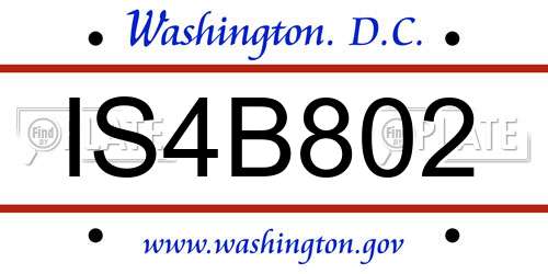 IS4B802 District Of Columbia License Plate