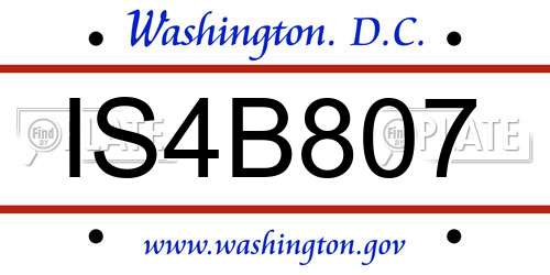 IS4B807 District Of Columbia License Plate