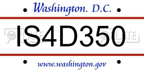 IS4D350 District Of Columbia License Plate