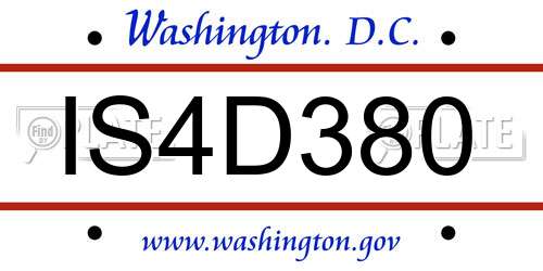IS4D380 District Of Columbia License Plate
