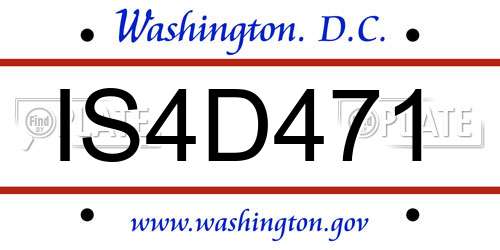 IS4D471 District Of Columbia License Plate