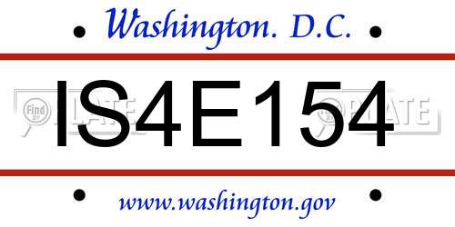 IS4E154 District Of Columbia License Plate