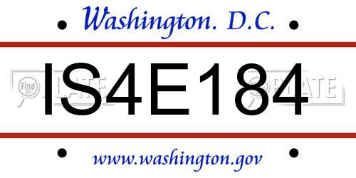 IS4E184 District Of Columbia License Plate