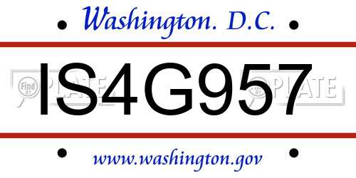 IS4G957 District Of Columbia License Plate