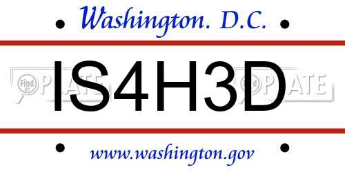 IS4H3D District Of Columbia License Plate