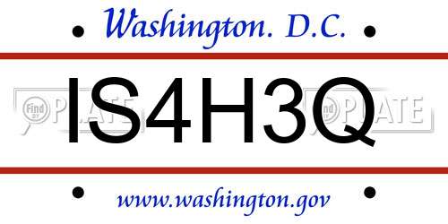IS4H3Q District Of Columbia License Plate