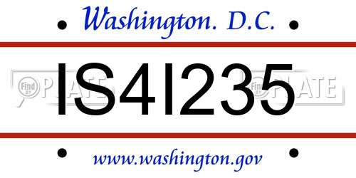 IS4I235 District Of Columbia License Plate
