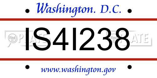 IS4I238 District Of Columbia License Plate