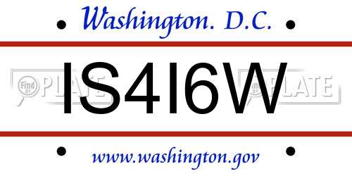 IS4I6W District Of Columbia License Plate